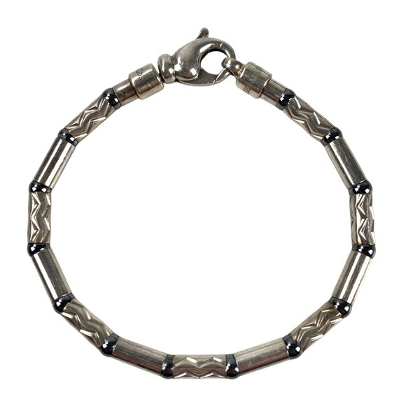 TIFFANY & CO. STERLING SILVER 925 HEMATITE AZTEC ZIG ZAG BRACELET
